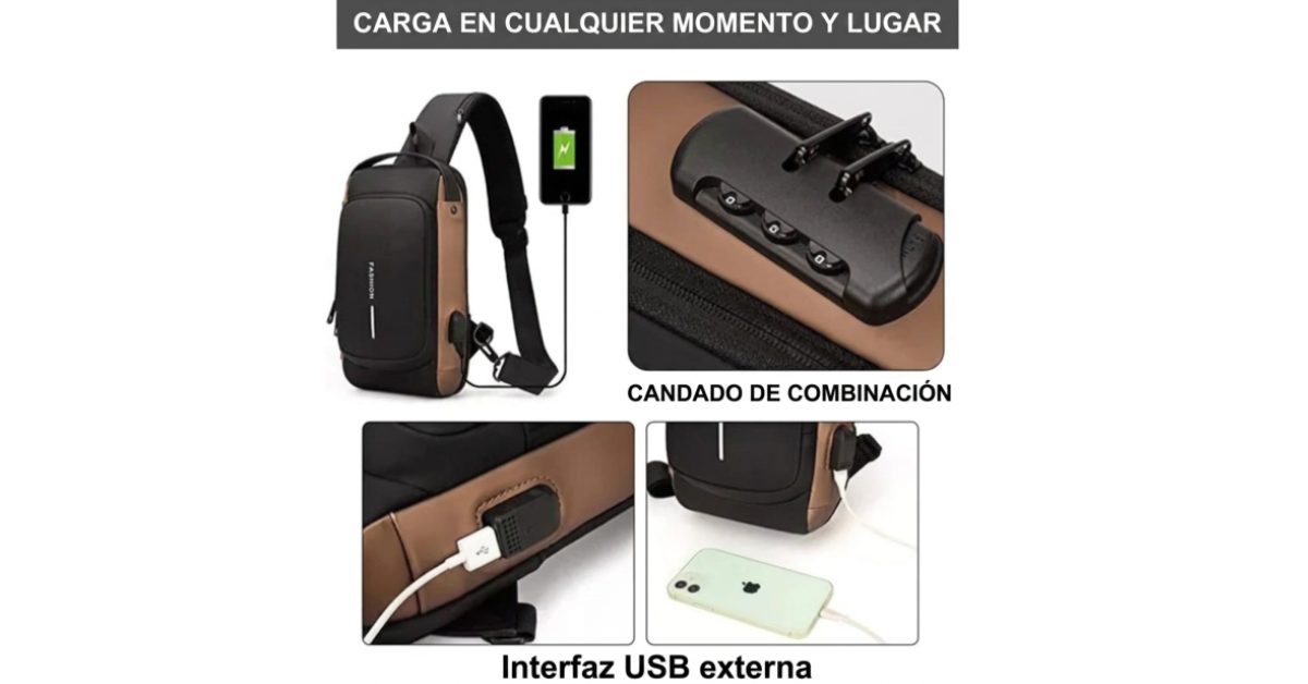 MOCHILA: MANOS LIBRES, A PRUEBA DE ROBOS Y RESISTENTE AL AGUA