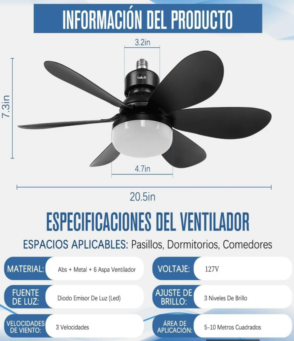 Lampara Luz Ventilador Techo